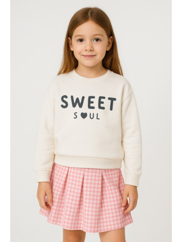 Детски комплект за момиче от пола пепит в розово и блузка Елис