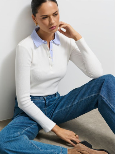 Mohito - Блуза с яка - бяло