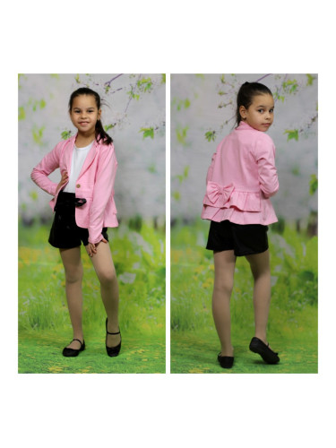 Комплект Дари от къси кожени панталони за момиче в черно с памучно сак