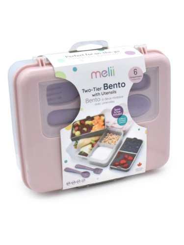 Melii Bento Box кутия за закуска Pink, Purple, Gray 1446 мл.