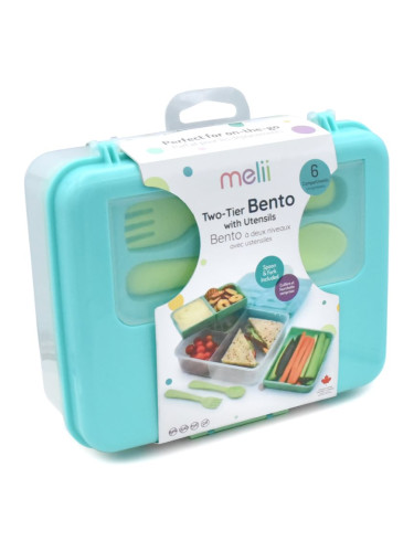 Melii Bento Box кутия за закуска Blue, Mint, Lime 1446 мл.