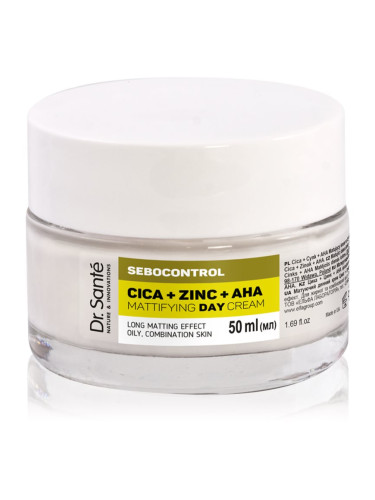 Dr. Santé Sebocontrol Cica + Zinc + AHA матиращ дневен крем за мазна кожа 50 мл.