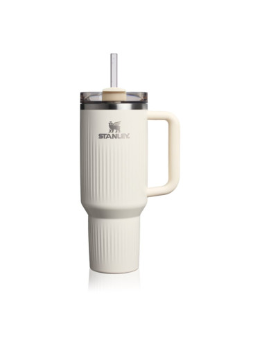 Stanley Quencher H2.O FlowState™ Fluted Tumbler неръждаема термочаша със сламка голям Cream Gloss 1180 мл.
