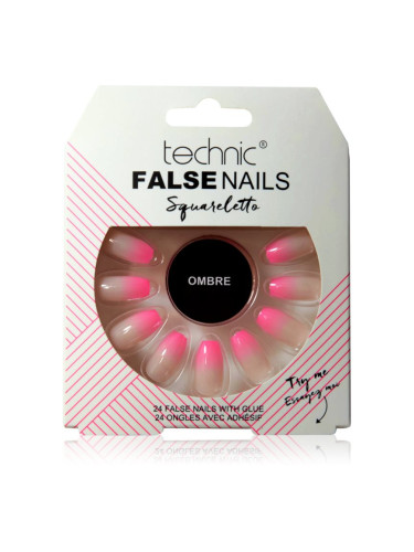 Technic Cosmetics False Nails Squareletto Изкуствени нокти Ombre 24 бр.