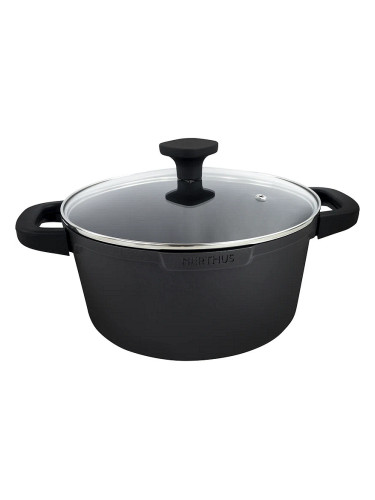 Индукционна тенджера Nerthus със стъклен капак - Ø24 x h12 см