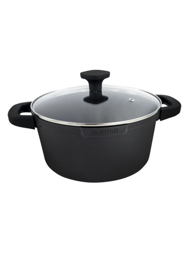 Индукционна тенджера Nerthus със стъклен капак - Ø28 x h13 см