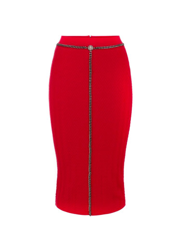 Червена пола-калъф с цип отпред