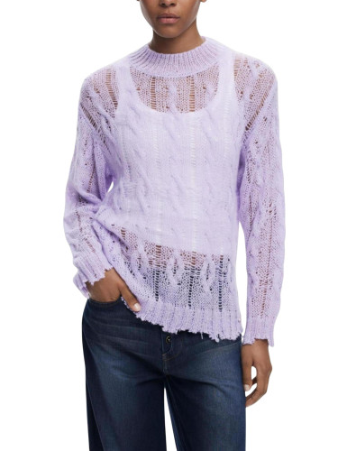 Пуловер с лилав шарен дизайн Desigual