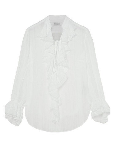 Бяла блуза с волани