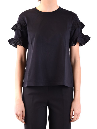 Черна тениска с волани на ръкави