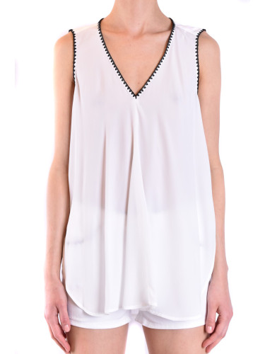 Бяла блуза Dondup с дантелена тапицерия