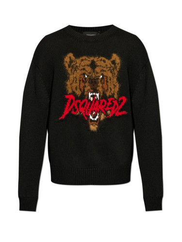 Черен пуловер Dsquared2 с щампа