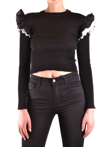 Черен къс топ с волани