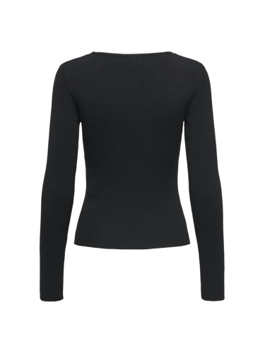 Черен пуловер с дълъг ръкав