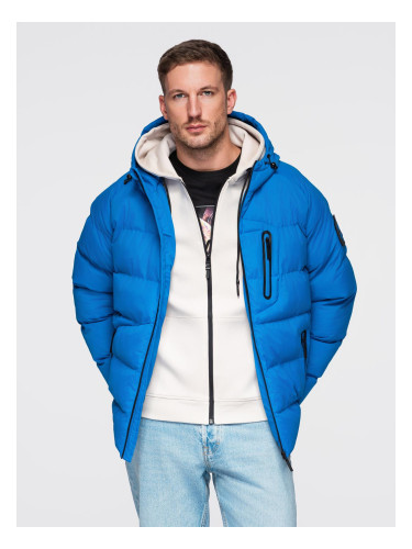 Ombre Warmed quilted men's jacket with raglan sleeves - blue