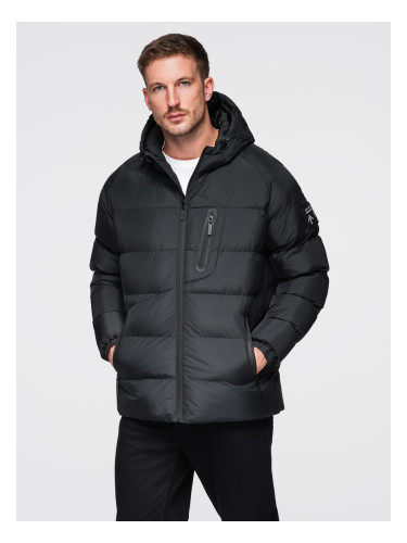 Ombre Men's quilted insulated jacket with raglan sleeves - black