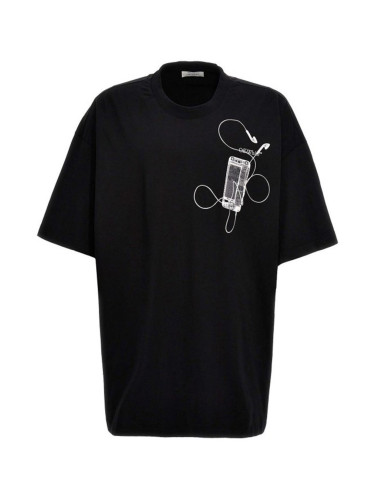 Черна тениска с овърсайзър цвят Off-white