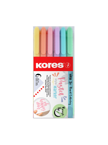 Маркер четка Kores Pastel 6 броя