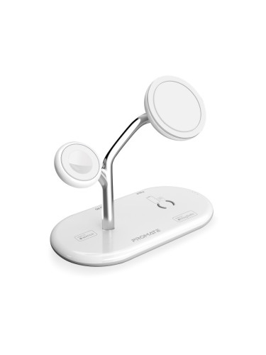 Безжично зарядно ProMate Synergy, MFI Certified 65W High Speed MagSafe Charging Station • 15W Qi Charging • 5W Apple Watch Charger • 10W Qi Charger • 24W USB-C Power Delivery • Qi Certified, Бял