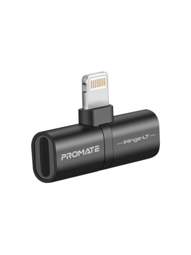 Преходник ProMate, 2-in-1 Audio and Charging Adaptor with Lightning Connector • 2.4A Pass Through Charging • 48KHz Audio Output , черен