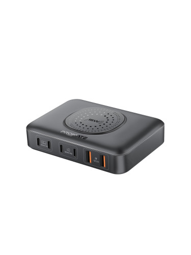 Зарядна станция за 7 устройства ProMate POWERBASE-GANFast 100W,  15W Wireless charger -Черна