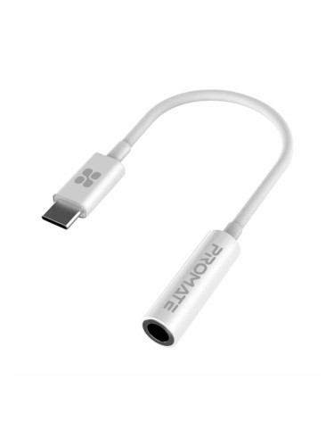 Адептер ProMate AUXLINK-C,  Type-C to 3.5mm AUX Adapter, 12cm - Бял