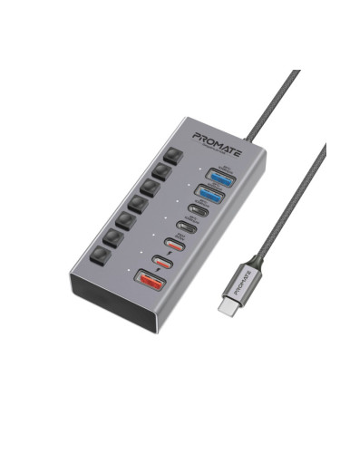 Хъб  Promate 7-in-1 High Speed Multi-Ports 10Gbps Data and Charging Hub