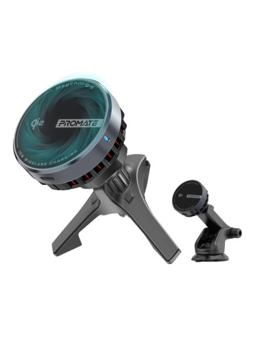 Безжична стойка за кола ProMate, MagChill-Qi2 15W Qi2 Certified Wireless Charging Car Mount with Phone Cooling Feature, MagSafe Compatible, For Dashboard,
Windshield and AC Vent