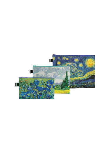 Loqi Vincent van Gogh - The Starry Night, A Wheatfield With Cypresses, Irises Recycled Zip Pocket Set Unisex - Раници и чанти LOQI - Многоцветен - ZP.