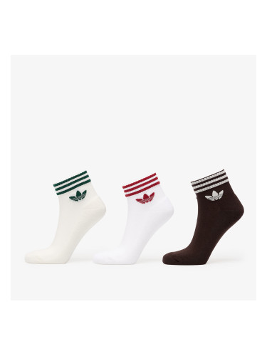 adidas 3-Stripes Ankle Socks 3 Pairs Off White/ Aurora Coffee/ White L