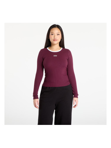 Тениска GAP Ribbed Logo T-Shirt Tuscan Red L