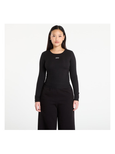 Тениска GAP Ribbed Logo T-Shirt Black L