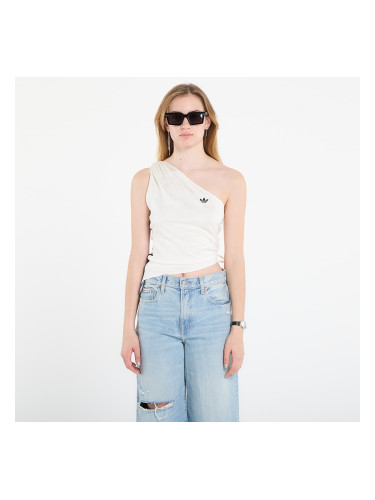 adidas Rouched One Shoulder Long-Sleeve Top Off White L