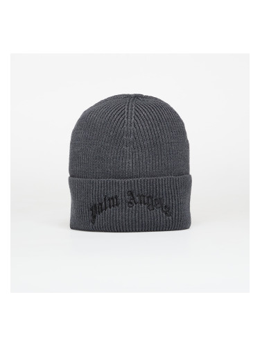 Шапка Palm Angels Curved Logo Beanie Anthracite/ Black Universal