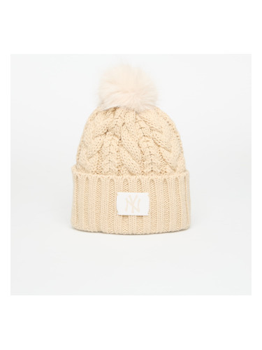 Шапка New Era New York Yankees MLB Light Beige Cable Knit Beanie Hat Stone Universal