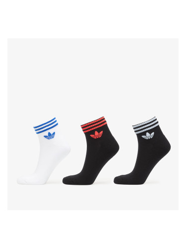 Чорапи adidas 3-Stripes Ankle Socks 3 Pairs Black/ White/ Lucid Red S