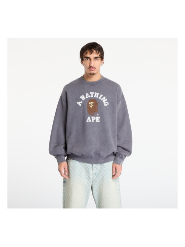 Суитшърт A BATHING APE Garment Dye College Relaxed Fit Crewneck Sweatshirt Cha L