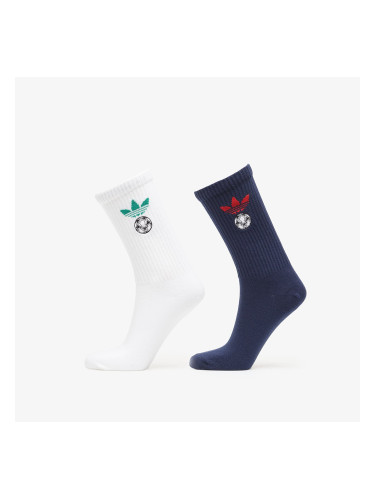 Чорапи adidas Football Crew Socks 2-Pack White/ Night Indigo L