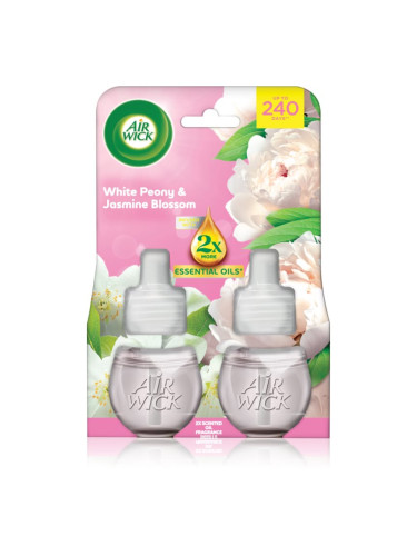 Air Wick Essential Oils White Peony & Jasmine Blossom пълнител за електрически дифузер 2x19 мл.