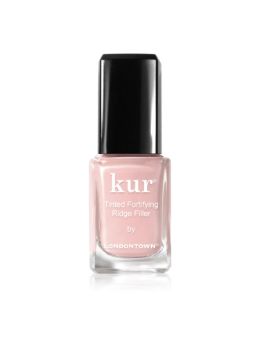 LONDONTOWN Kur Tinted Fortifying Ridge Filler изглаждаща основа-лак за нокти за сухи и крехки нокти цвят Petal Pink 12 мл.