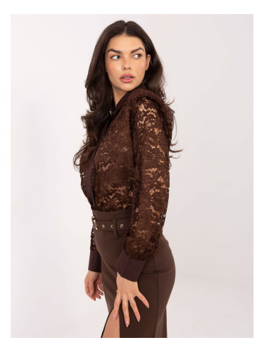 Кафява дантелена блуза