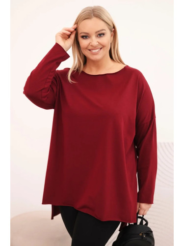 Асиметрична дамска блуза Plus Size бордо