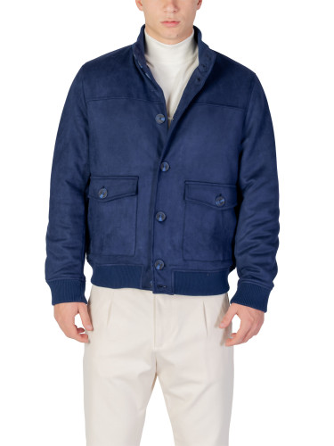 Синьо бомбър яке с копчета