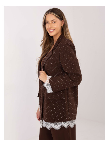 Кафяво яке с дантелена тапицерия
