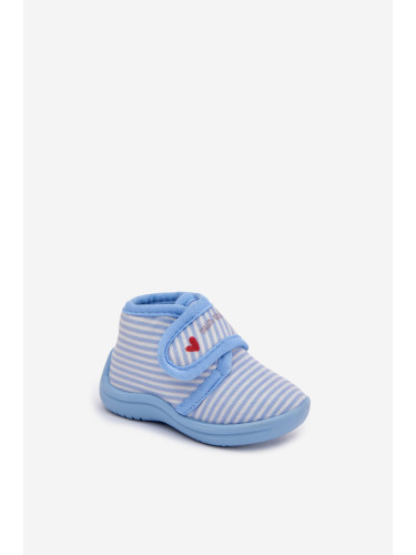 Детски пантофи с райета и велкро