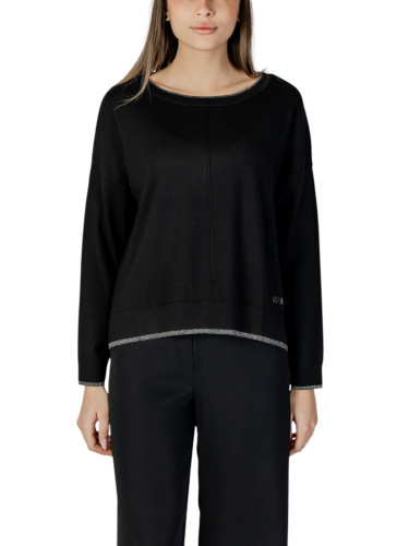 Черен пуловер с кръгло деколте Liu Jo