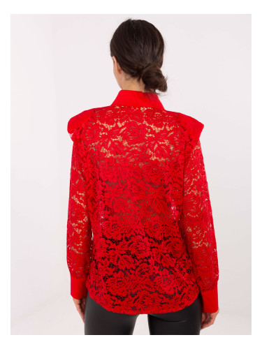 Червена дантелена блуза