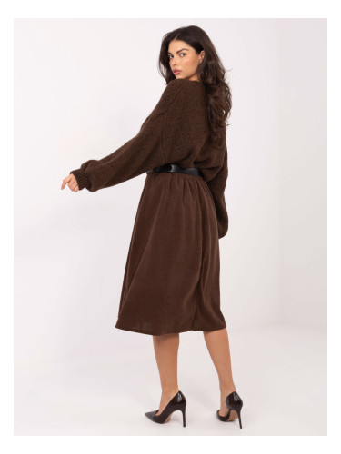 Кафява миди пола с колан