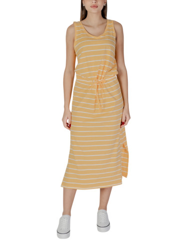 Рокля миди без ръкави на райета