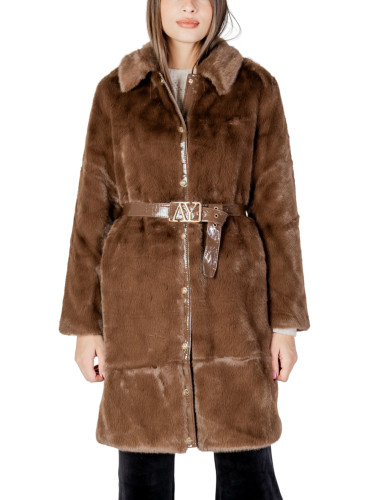 Кафяво зимно палто с колан